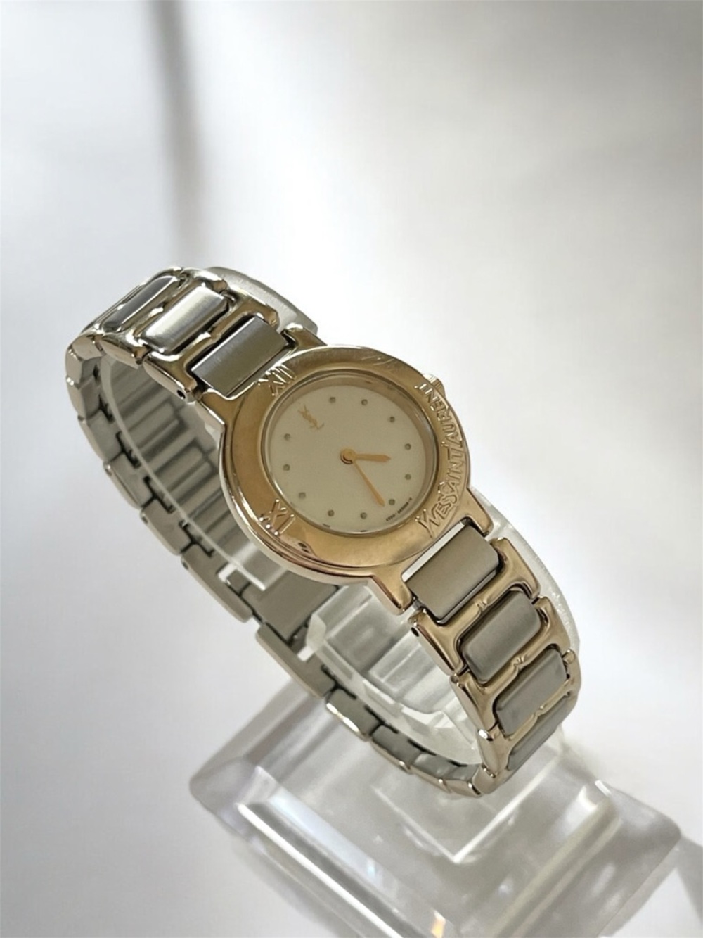 Yves Saint Laurent Two-Tone Gold and Silver Women's Bracelet Watch - Picture 3 of 17
